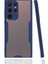 - Samsung Galaxy S22 Ultra - Kılıf Kenarı Renkli Arkası Şeffaf Parfe Kapak - Lacivert - T20745 1