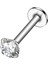 Cerrahi Çelik Silver Tek Taş Piercing 6 mm 1