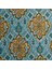 Hardal Mavi Renkli Modern Damask Desen Dijital Baskılı Süet Kumaş 1