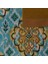 Hardal Mavi Renkli Modern Damask Desen Dijital Baskılı Süet Kumaş 2
