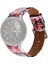 Samsung Galaxy Watch4 40Mm / 44Mm Için Deri Kordonlu Saat Siyah Pembe Çiçekler (Yurt Dışından) 1