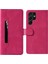 Galaxy S22 Ultra Için Cüzdan Tasarımlı Dikişli Koruyucu Deri Telefon Kılıfı - Pembe (Yurt Dışından) 1