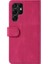 Galaxy S22 Ultra Için Cüzdan Tasarımlı Dikişli Koruyucu Deri Telefon Kılıfı - Pembe (Yurt Dışından) 3
