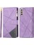 Galaxy S22 Için Fermuarlı Çizgi Baskılı Pu Deri Standlı Kayışlı Telefon Kılıfı - Mor (Yurt Dışından) 1