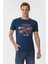 222 Lcm 242035 Merlin Bisiklet Yaka Slim Fit Baskılı Açık LacivertErkek T-Shirt 1
