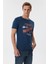 222 Lcm 242035 Merlin Bisiklet Yaka Slim Fit Baskılı Açık LacivertErkek T-Shirt 3