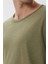 Bisiklet Yaka Oversized DüzHaki Erkek T-Shirt - 222 Lcm 242041 Thomas 4