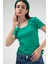 U Yaka Kadın Kısa Kollu Ribana T-Shirt 1