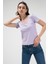 U Yaka Kadın Kısa Kollu Ribana T-Shirt 1