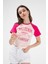 Regran Kollu Kontrast Renkli Baskılı Kısa Kol Crop Kadın T-Shirt 1