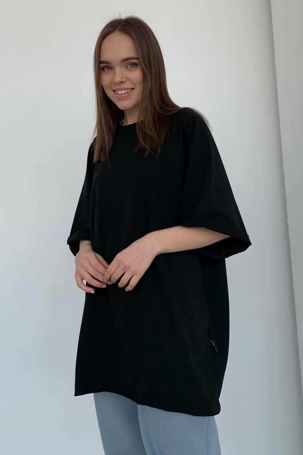 Madmext Lila Oversize Basic Kadın Tişört görsel 6