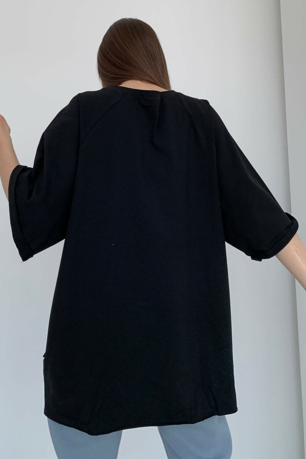 Madmext Lila Oversize Basic Kadın Tişört görsel 7