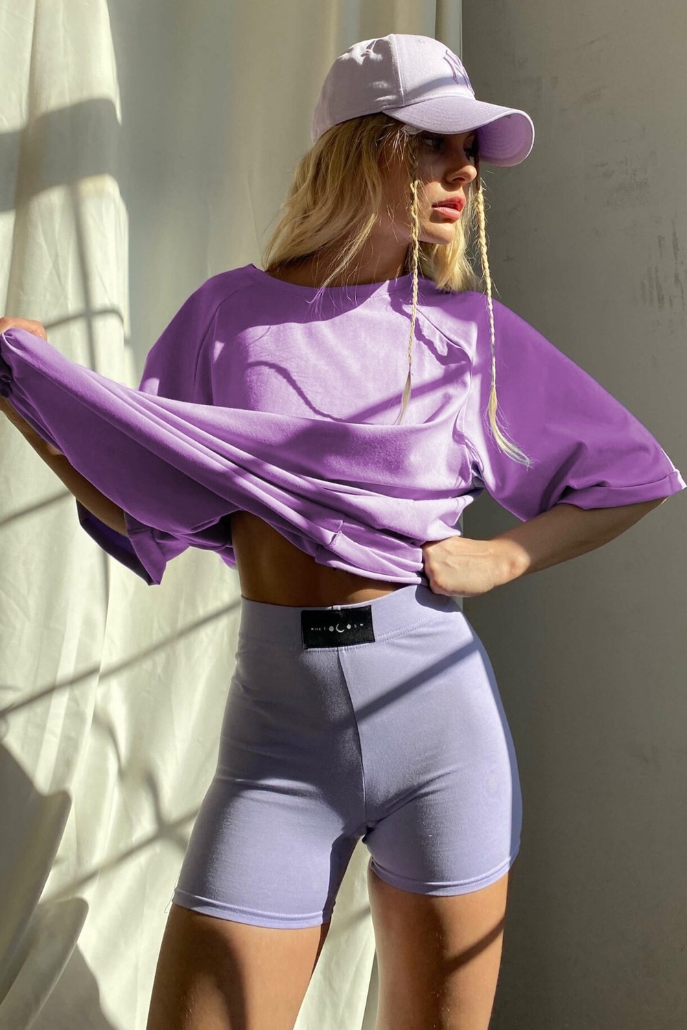 Madmext Lila Oversize Basic Kadın Tişört
