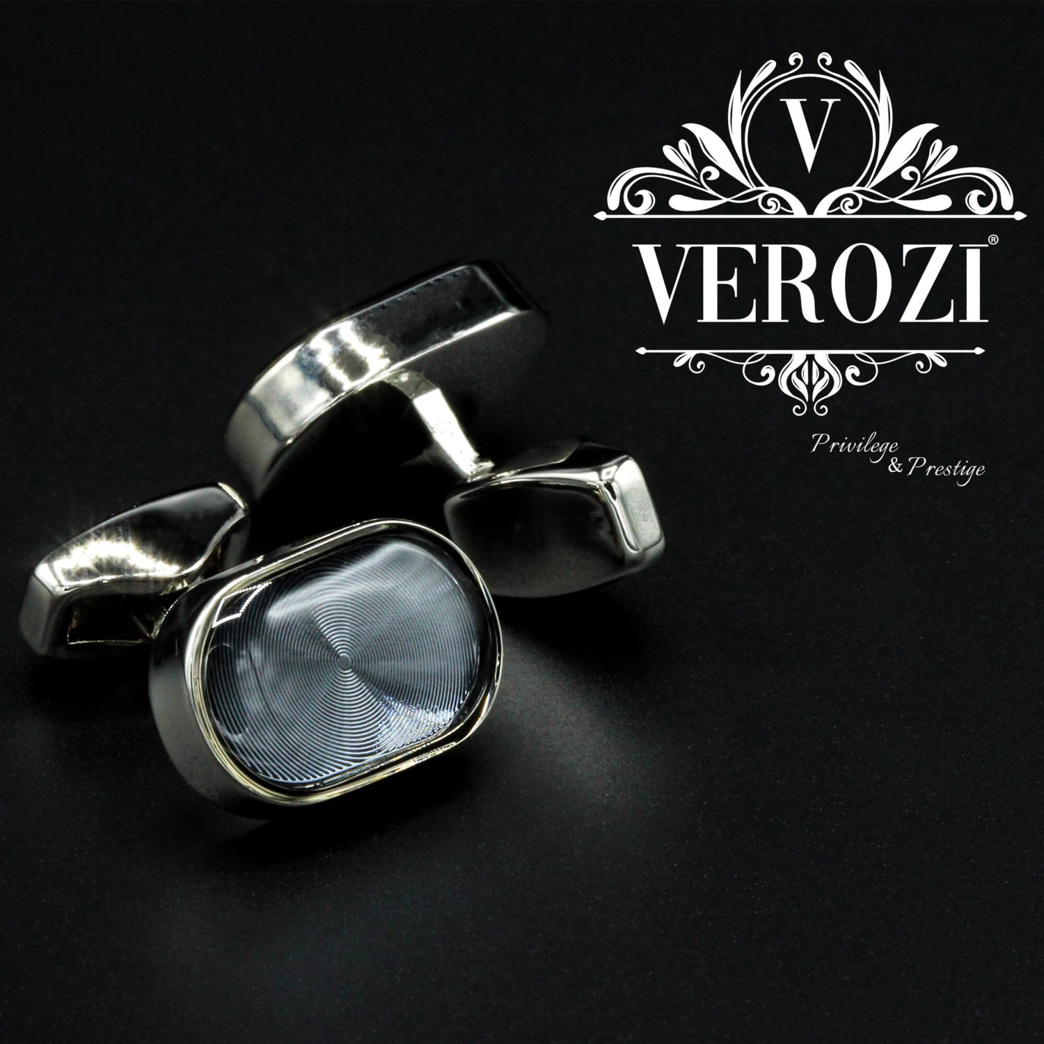 Verozi Kol Düğmesi - Oval Gümüş Mavi Taşlı - Kdocgg görsel 5