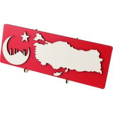 Ay Yıldız Türkiye Desenli Masa Üstü 3mm Mdf Ahşap Kalemlik