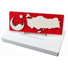 Ay Yıldız Türkiye Desenli Masa Üstü 3mm Mdf Ahşap Kalemlik