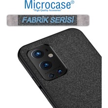 Microcase Oneplus 9 Pro Fabrik Serisi Kumaş ve Deri Desen Kılıf - Siyah