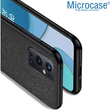 Microcase Oneplus 9 Pro Fabrik Serisi Kumaş ve Deri Desen Kılıf - Siyah