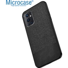 Microcase Oneplus 9 Pro Fabrik Serisi Kumaş ve Deri Desen Kılıf - Siyah