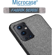 Microcase Oneplus 9 Pro Fabrik Serisi Kumaş ve Deri Desen Kılıf - Gri