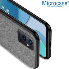 Microcase Oneplus 9 Pro Fabrik Serisi Kumaş ve Deri Desen Kılıf - Gri