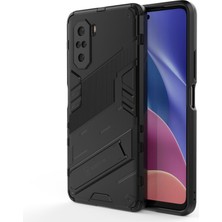 Microcase Xiaomi Redmi K40 - Redmi K40 Pro Matrix Serisi Armor Standlı Perfect Koruma Kılıf - Siyah