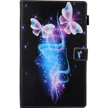 Hello-U Galaxy Tab A 10.1 Için Kart Bölmeli Standlı Desenli Deri Tablet Kılıfı - Çok Renkli (Yurt Dışından)