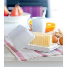 Tupperware Kapaklı Tereyağlık Eko Tereyağ Margarin Saklama Kabı Beyaz