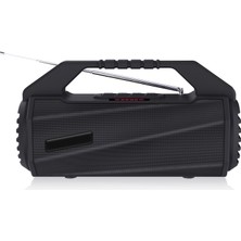 New Rixing Nr- 4025FM Ekranlı Taşınabilir Tutacaklı Antenli Bluetooth Hoparlör - Siyah (Yurt Dışından)