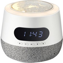 Kaneed Gece Lambası Dijital Saat Özellikli Bluetooth Hoparlör - Beyaz (Yurt Dışından)