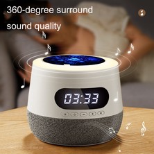Kaneed Gece Lambası Dijital Saat Özellikli Bluetooth Hoparlör - Beyaz (Yurt Dışından)