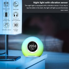 Kaneed P11 Yuvarlak Form LED Işıklı Dijital Çalar Saatli Radyolu Bluetooth Hoparlör - Beyaz (Yurt Dışından)