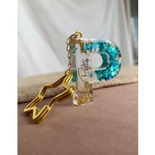 Venüs Takı ve Aksesuar Içine Isim Yazılan Altın Kalp Başlıklı green Love Pullu Harf Anahtarlık