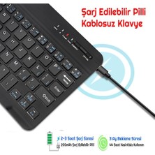 Duhaline Samsung Galaxy Tab Active 2 SM-T390 Uyumlu Bluetooth Tablet Klavyesi Mini Slim Şarjlı Kablosuz Klavye