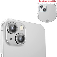 Microcase iPhone 13 Mini Kamera Camı Lens Koruyucu Elmas Taş Kaplama Halka Set - Mavi AL2775