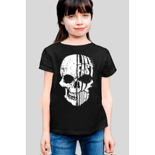 Rock&Roll Hızlı Yaşa Siyah Kısa Kollu Kız Çocuk T-Shirt