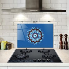 Decorita Cam Ocak Arkası Koruyucu | Mandala Nazar Boncuğu | 40cm X 60cm