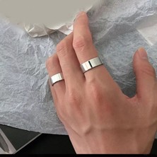 Tonstyle TS001618 Gravür Alyans Çelik Renk 2'li Ölçü= 12 ve 10 Unisex Yüzük Set