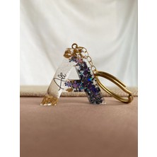 Venüs Takı ve Aksesuar Içine Isim Yazılan Altın Kalp Başlıklı dark Grey Pullu Harf Anahtarlık