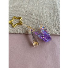 Venüs Takı ve Aksesuar Içine Isim Yazılan Altın Yıldız Başlıklı feminist Purple Pullu Harf Anahtarlık