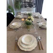 Kadife Dokulu Dertsiz Sütlü Kahverengi Koyu Bej Masa Örtüsü