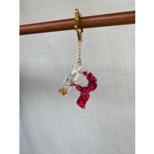 Venüs Takı ve Aksesuar Içine Isim Yazılan Altın Yıldız Başlıklı cherry Kiss Pullu Harf Anahtarlık