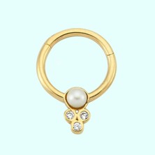 Sembol Gold Altın Halka Piercing İnci Form 14 Ayar