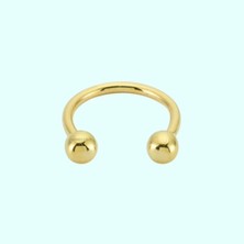 Sembol Gold Altın Yarım Halka Kulak Piercing 14 Ayar Sade Top