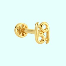 Sembol Gold Altın Tragus Piercing 14 Ayar Yengeç Burcu
