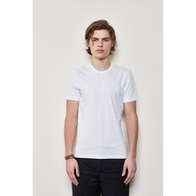 White And Simple Erkek Beyaz Basic Organik Pamuk T-Shirt