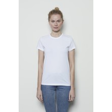 White And Simple Kadın Beyaz Basic Organik Pamuk T-Shirt