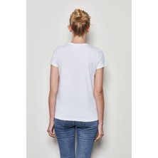 White And Simple Kadın Beyaz Basic Organik Pamuk T-Shirt