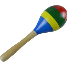 1 Adet Ahşap Marakas Renkli Büyük 20CM