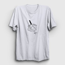 Presmono Unisex Beyaz Stop Thinking T-Shirt